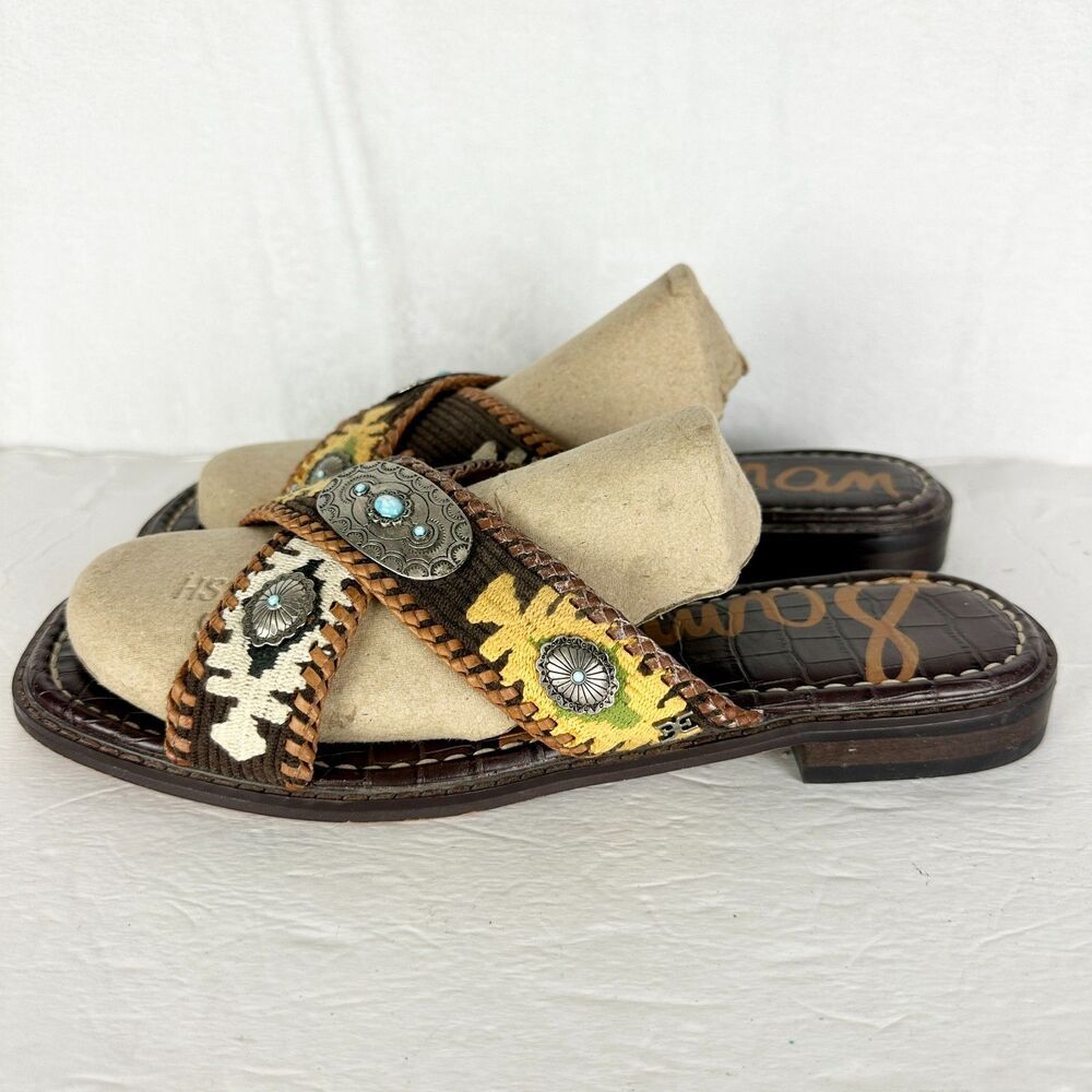 Sam Edelman Hagen Sandal Size 10 Aztec Western Southwestern Brown